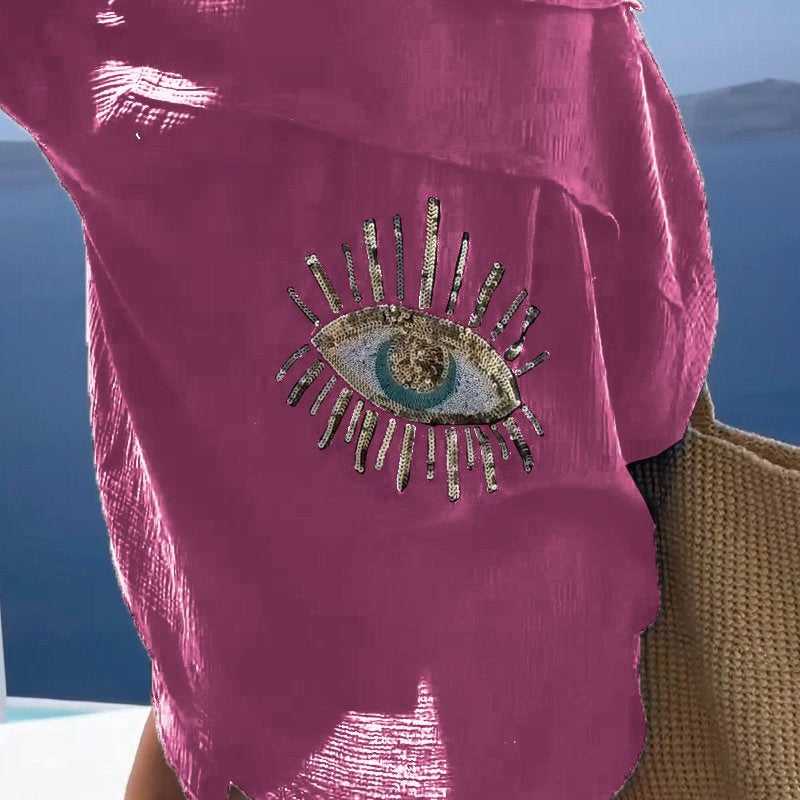 Dina | Casual oversized overhemd met pailletten en kralen