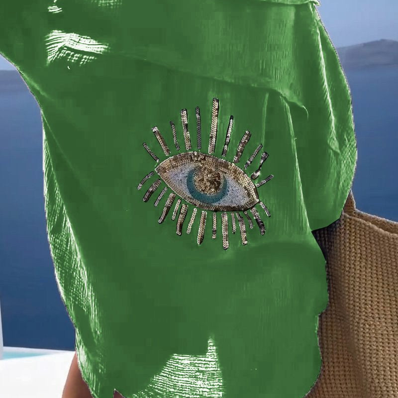 Dina | Casual oversized overhemd met pailletten en kralen