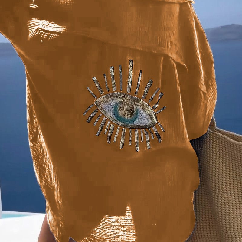 Dina | Casual oversized overhemd met pailletten en kralen