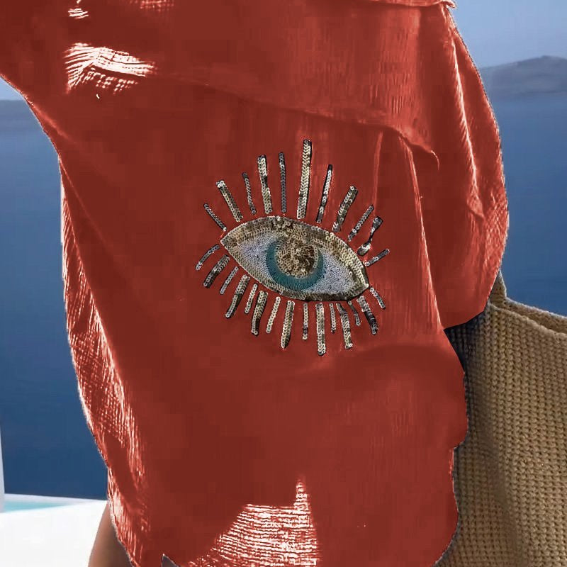 Dina | Casual oversized overhemd met pailletten en kralen