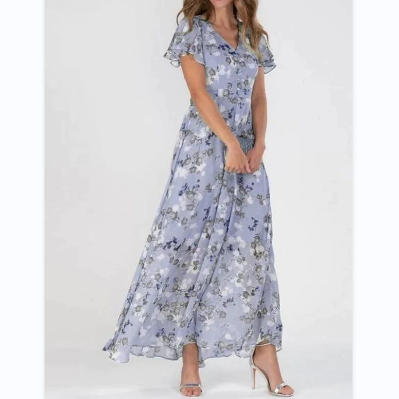 Eliza | Lange jurk met bloemen patroon