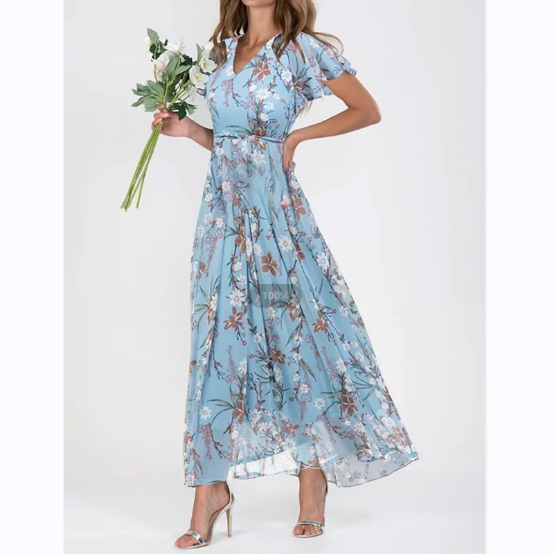 Eliza | Lange jurk met bloemen patroon