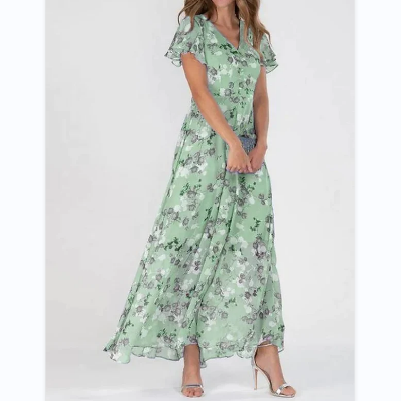 Eliza | Lange jurk met bloemen patroon